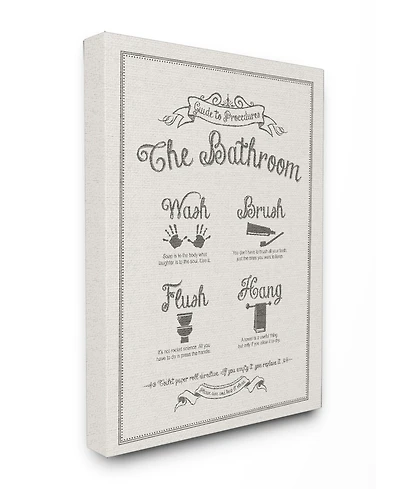 Stupell Industries Guide To Bathroom Procedures Linen Look Canvas Wall Art, 16" x 20"
