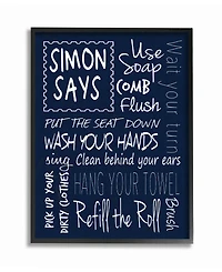 Stupell Industries Home Decor Simon Says Bath Rules Chalkboard Bathroom Framed Giclee Art, 11" x 14"