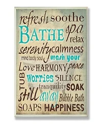 Stupell Industries Home Decor Bathe Wash Your Worries Typography Bathroom Art Collection