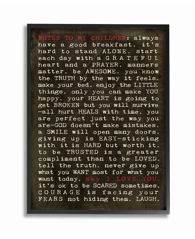 Stupell Industries Notes To My Children Framed Giclee Art, 16" x 20"