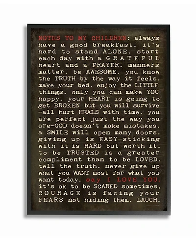 Stupell Industries Notes To My Children Framed Giclee Art, 16" x 20"