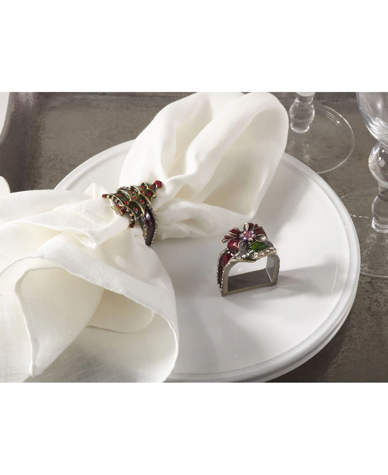 Saro Lifestyle Christmas Design Napkin Ring, Set of 4