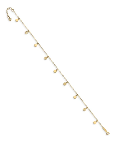 Dangle Circle Charm Anklet in 14k Yellow Gold