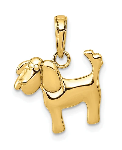 Polished Dog Charm in 14k Yellow Gold