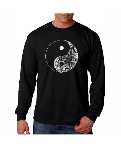 La Pop Art Men's Word Long Sleeve T-Shirt- Yin Yang