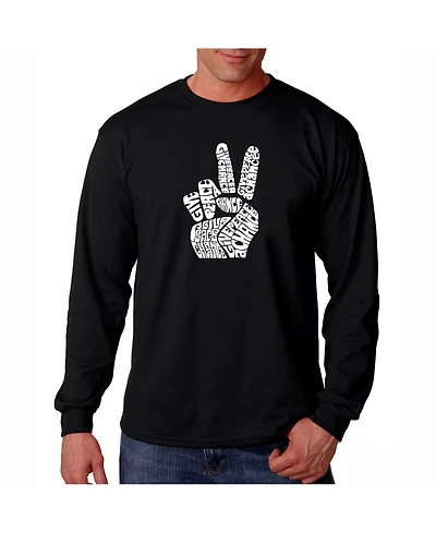La Pop Art Men's Word Long Sleeve T-Shirt - Peace Fingers