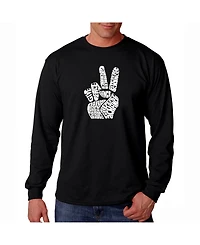 La Pop Art Men's Word Long Sleeve T-Shirt - Peace Fingers