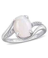 Opal (1-5/8 ct. t.w.) and Diamond (1/10 Oval Twist Ring Sterling Silver