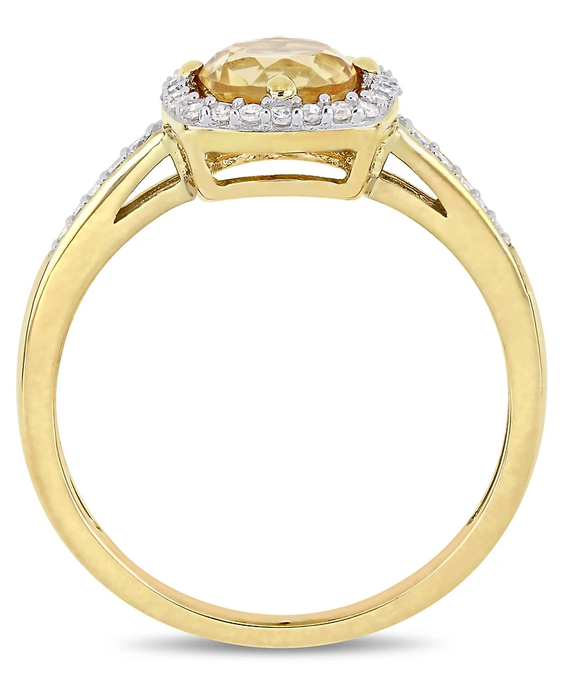 Citrine (3/4 ct. t.w.) and Diamond (1/7 Halo Ring 10k Yellow Gold
