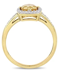 Citrine (3/4 ct. t.w.) and Diamond (1/7 Halo Ring 10k Yellow Gold