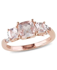 Morganite (1-2/5 ct. t.w.) and Diamond Accent 3-Stone Ring 18k Rose Gold Over Silver