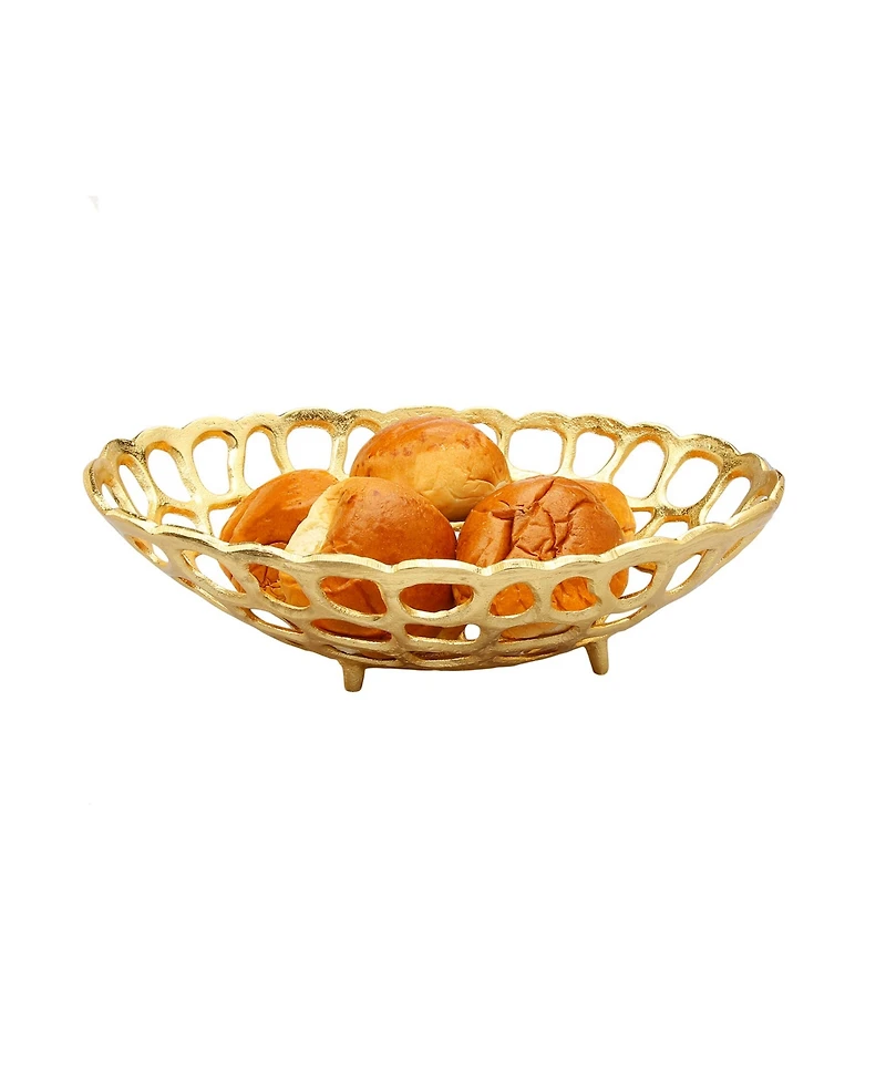 Classic Touch Oval Gold Looped Bread Basket