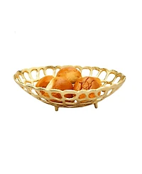 Classic Touch Oval Gold Looped Bread Basket