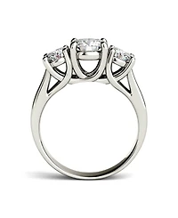 Moissanite Three Stone Ring 2 ct. t.w. Diamond Equivalent 14k White Gold or Yellow