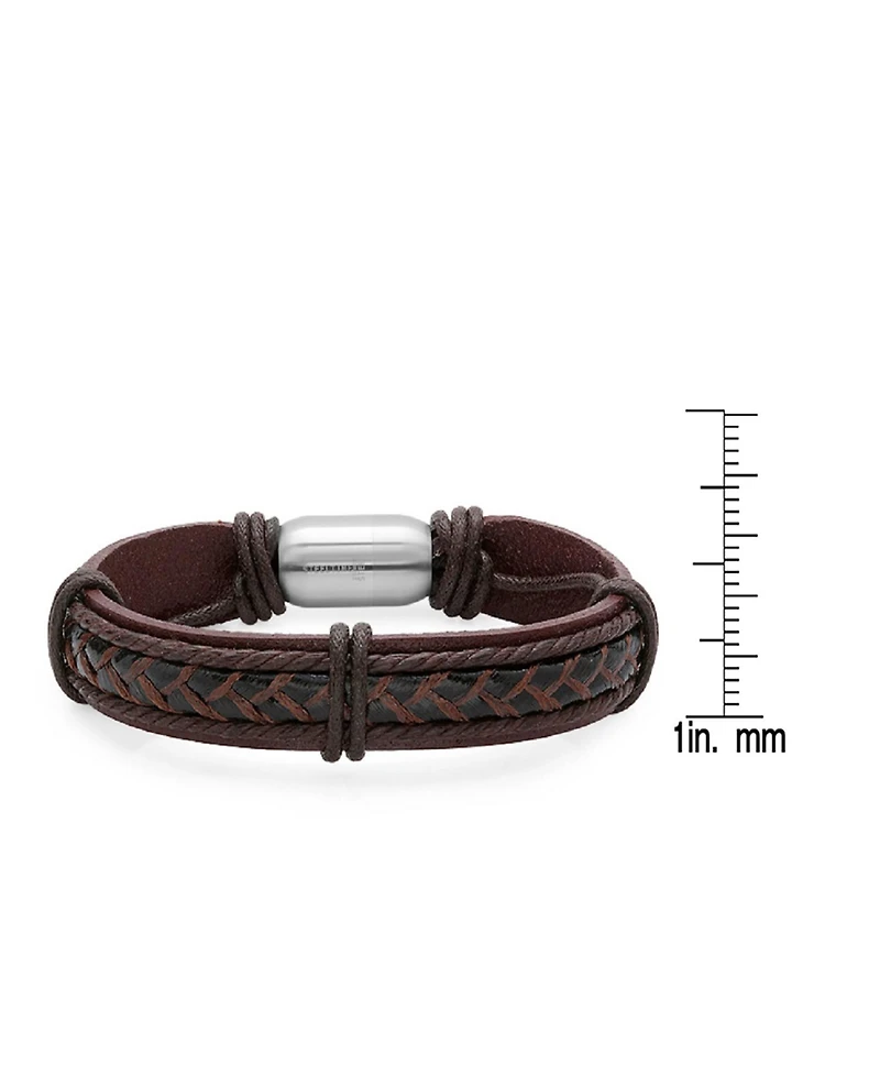 Steeltime Men's Leather String Design Bracelet