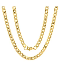 Steeltime Men's 18k gold Plated Stainless Steel Accented 8mm Cuban Chain 24" Necklaces