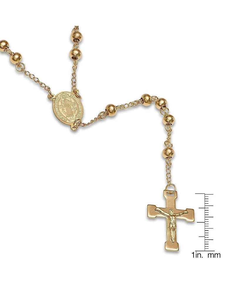 Steeltime Unisex 18K Gold Plated Stainless Steel Beaded Classic Rosary Necklace