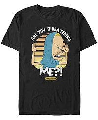 Beavis and Butthead Mtv Men's Are You Threatening Me Logo Short Sleeve T-Shirt