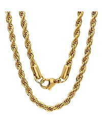 Steeltime Men's 18k gold Plated Stainless Steel Rope Chain 24" Necklace