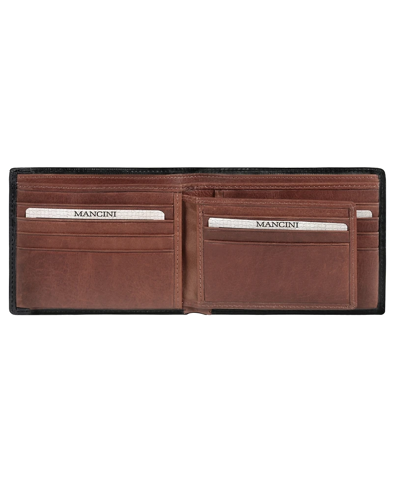 Mancini Casablanca Collection Men's Rfid Secure Center Billfold with Removable Left Wing Passcase