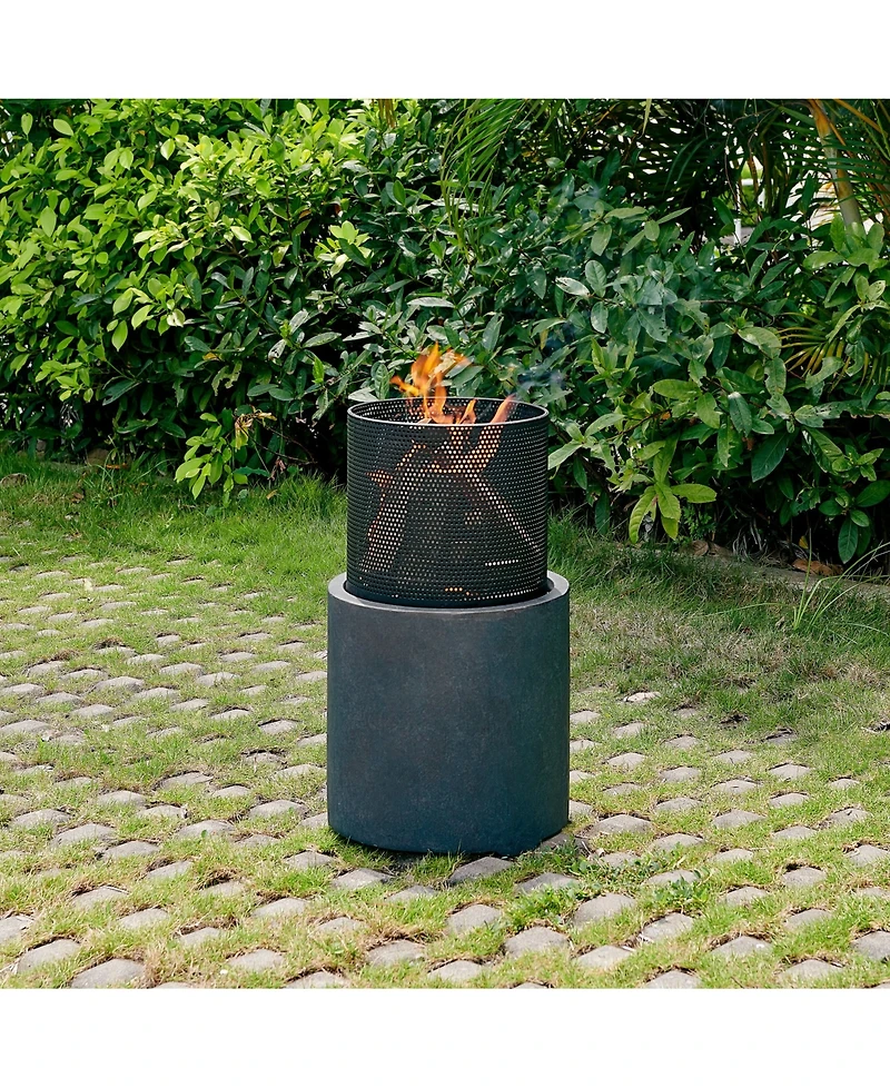 Danya B 22 inch Wood Burning Faux Stone Fire Column