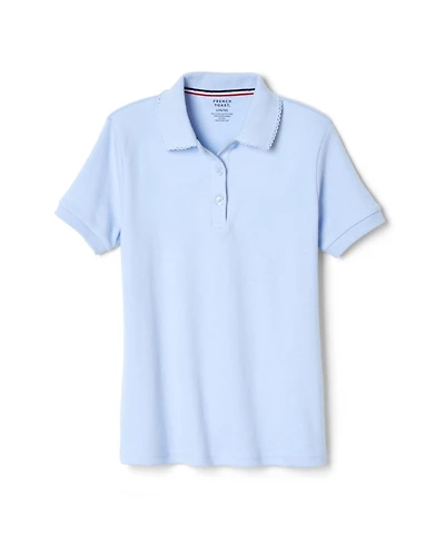 French Toast Big Girls Short Sleeve Picot Collar Interlock Polo Shirt