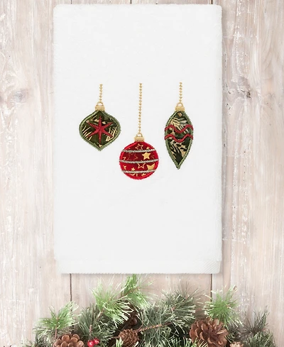 Linum Home Christmas Ornaments Embroidered 100% Turkish Cotton Hand Towel
