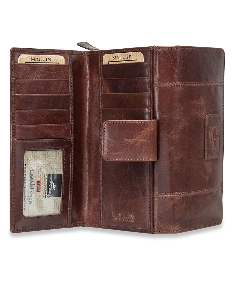 Mancini Casablanca Collection Rfid Secure Ladies Clutch Wallet