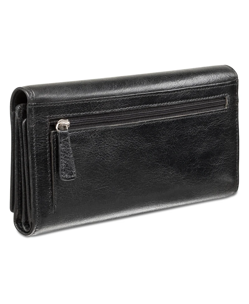 Mancini Equestrian-2 Collection Rfid Secure Trifold Checkbook Wallet