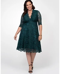 Kiyonna Plus Mademoiselle Lace Cocktail Dress with Sleeves