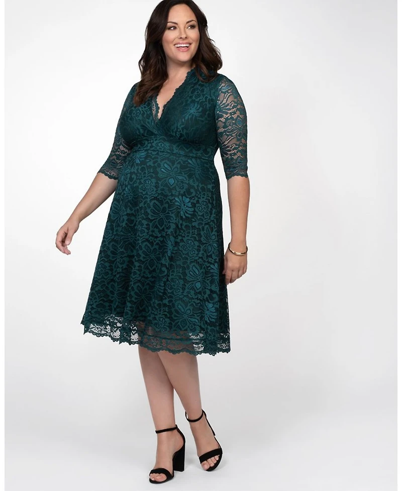 Kiyonna Plus Mademoiselle Lace Cocktail Dress with Sleeves