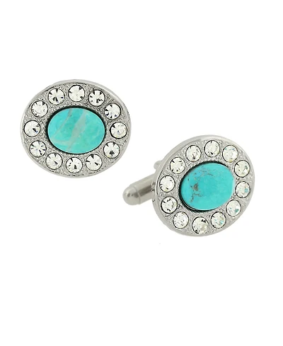 1928 Jewelry Silver-Tone Oval Cufflinks