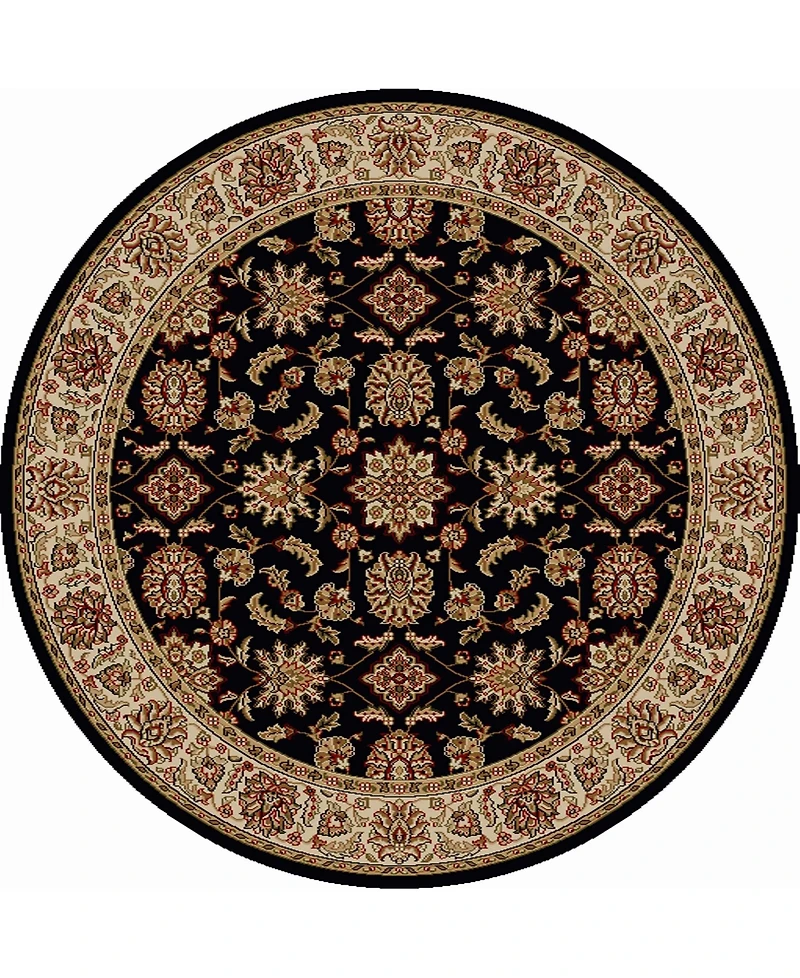 Closeout! Km Home 1592/1015/Black Pesaro Black 5'3" x 5'3" Round Area Rug