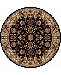 Closeout! Km Home 1592/1015/Black Pesaro Black 5'3" x 5'3" Round Area Rug