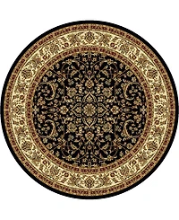Closeout! Km Home 1318/1527/Black Navelli Black 7'10" x 7'10" Round Area Rug