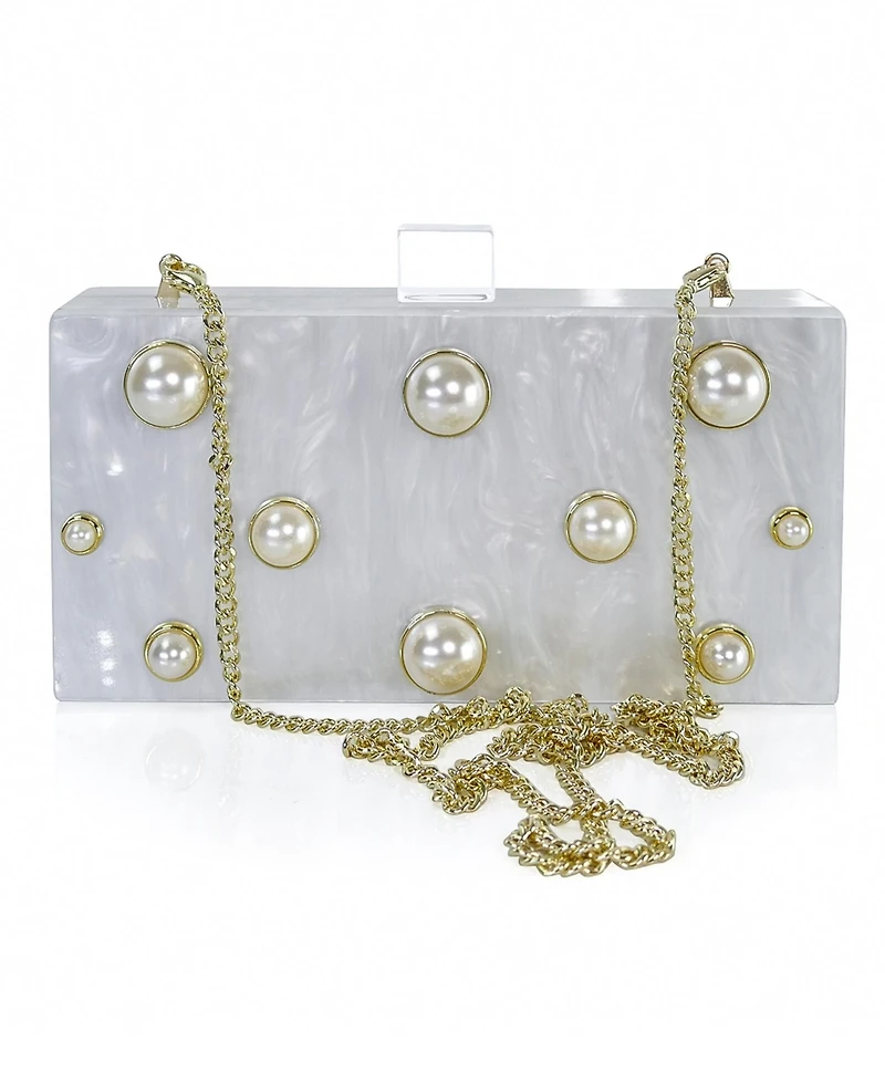 Milanblocks Embellished Acrylic Clutch with Top Handle