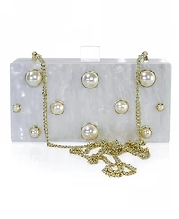 Milanblocks Embellished Acrylic Clutch with Top Handle