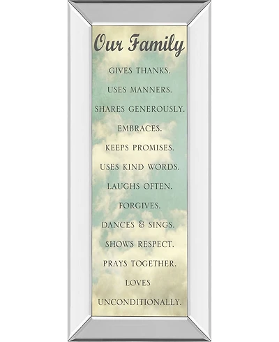 Classy Art Our Family by Sarah Gardner Mirror Framed Print Wall Art - 18" x 42"