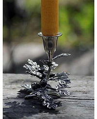 Vagabond House Pewter Metal Oak Leaf Candlestick Holder