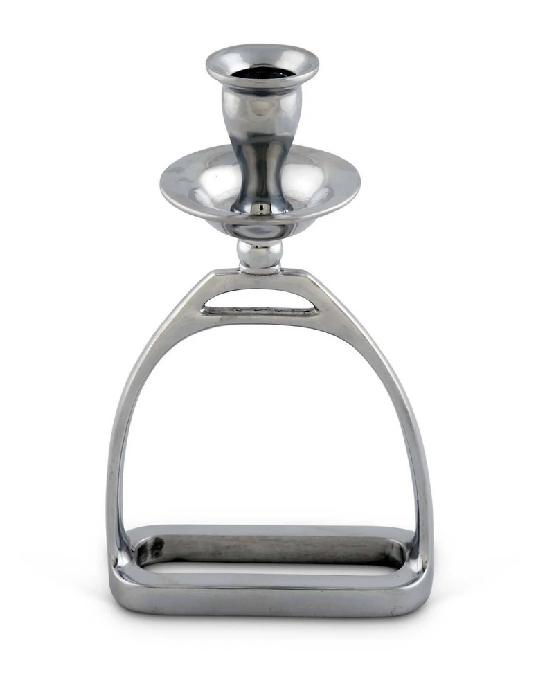 Arthur Court Candlestick Equestrian Horse Stirrup - Cast Aluminum Hand Polished