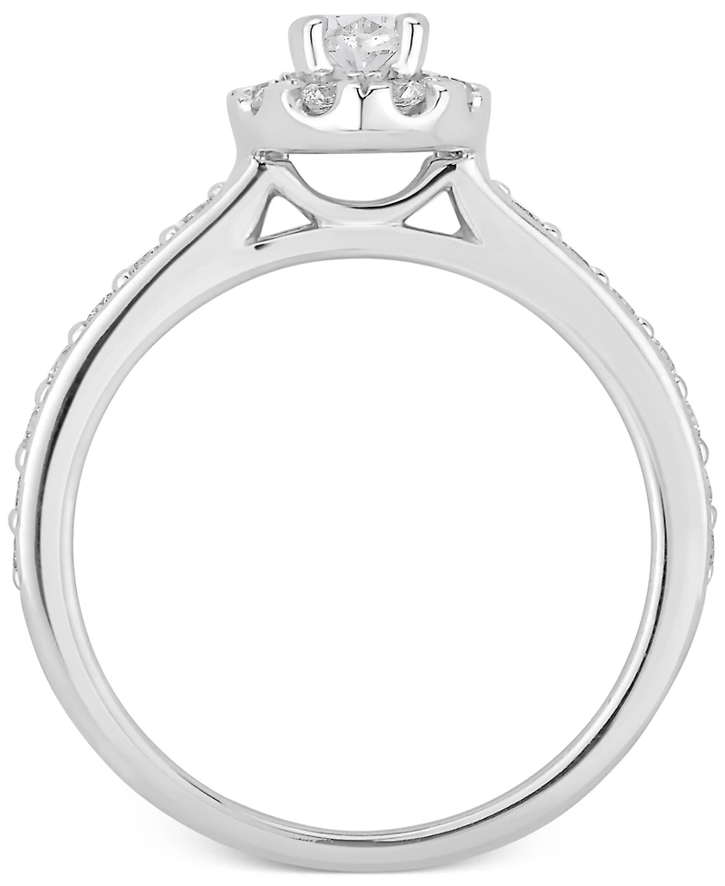 Gia Certified Diamond Oval Halo Engagement Ring (1 ct. t.w.) in 14k White Gold