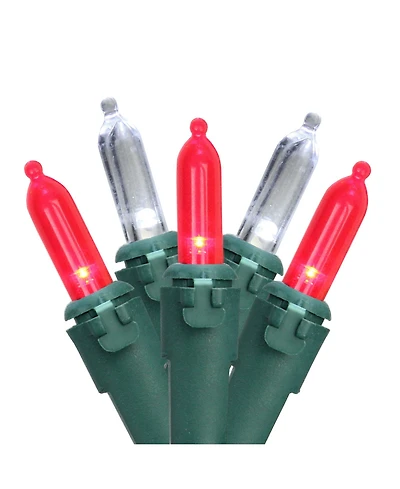 Northlight Set of 50 Red Pure White Led Mini Christmas Lights 4" Spacing - Green Wire