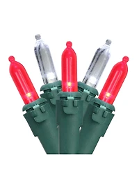 Northlight Set of 50 Red Pure White Led Mini Christmas Lights 4" Spacing - Green Wire