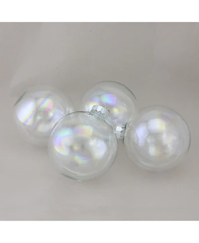 Northlight 4-Piece Iridescent Glass Ball Christmas Ornament Set 4" 100mm