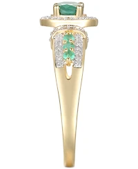 Emerald (5/8 ct. t.w.) & Diamond (5/8 ct. t.w.) Statement Ring in 14k Gold Over Sterling Silver