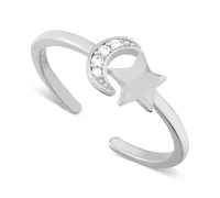 And Now This Crystal Moon & Star Toe Ring in Silver-Plate