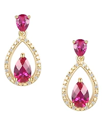 Ruby (1-1/5 ct. t.w.) & Diamond (1/20 ct. t.w.) Openwork Teardrop Drop Earrings in 14k Gold-Plated Sterling Silver