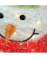Northlight 38" Lighted Tinsel Snowman with Wreath Christmas Outdoor Decoration