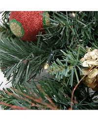 Northlight 24" Pre-Lit Decorated Pine Cone Balls and Gifts Artificial Christmas Wreath - Warm Clear Led Lights
