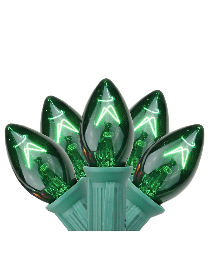 Northlight Set of 25 Transparent Green C7 Christmas Lights 12" Spacing - Green Wire